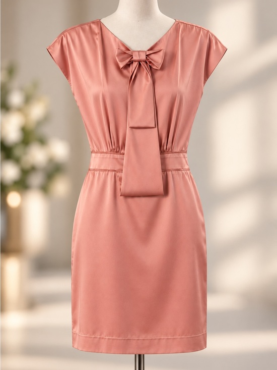 Zac Posen Dresses & Skirts - Zac Posen 100% Silk Satin Bow-Tie Open Back Mini Dress in Dusty Rose